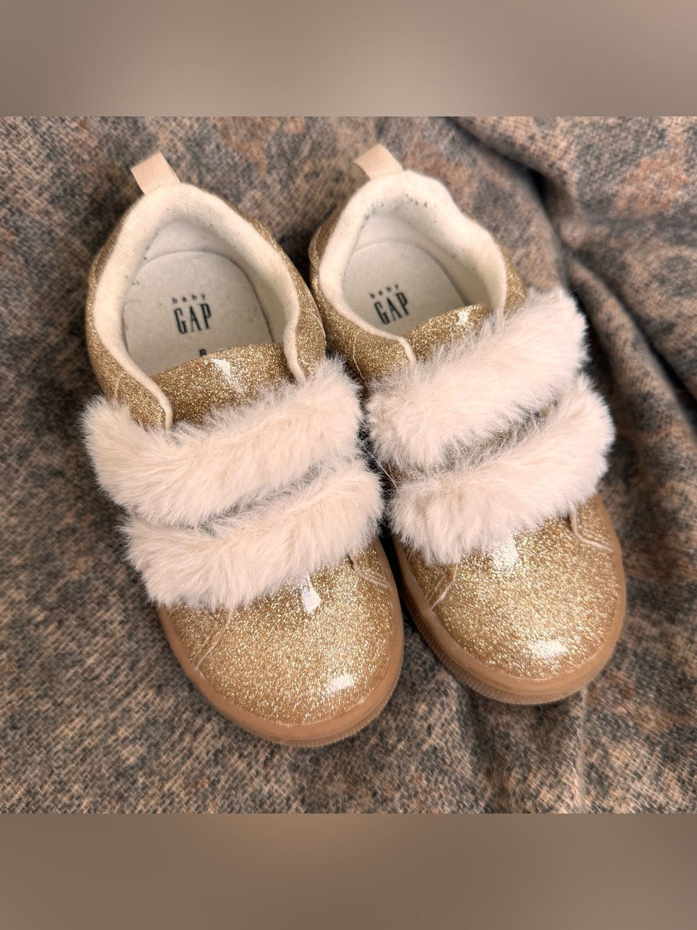 GAP Kids Toddler Gold Glitter Fur Sneakers